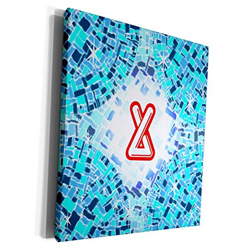 3dRose Russ Billington Monograms-Swimming Pool- Initial X - Initial X- Swimming Pool Reflections with Pool Float Initial in Red - Museum Grade Canvas Wrap -cw-300123-1-