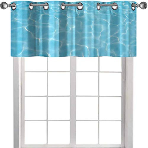 YUAZHOQI Thermal Insulated Window Curtain Valance Water Abstract Background Swimming Pool Rippled 42" x 18" Decor for Kitchen-brathroom-Living Room
