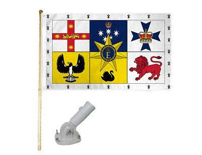 K's Novelties 5' Wooden Flag Pole Kit W/Nylon White Bracket 3x5 Australia Royal Poly Flag