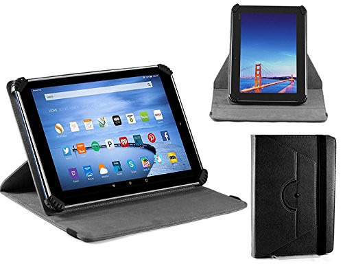 Navitech Black Faux Leather Case Cover with 360 Rotational Stand Compatible with The acer Iconia Tab 10