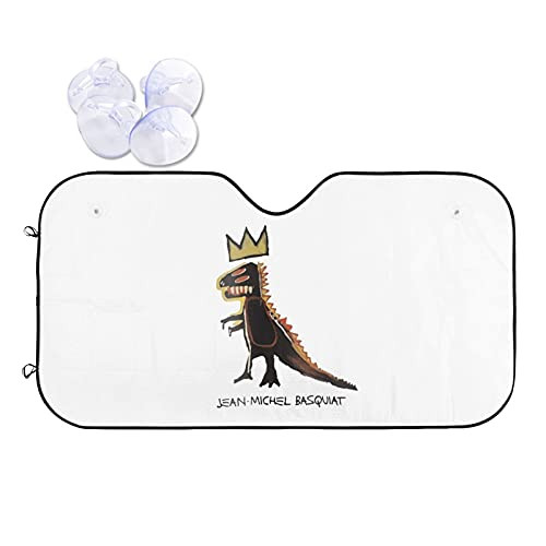ZHENGZHOUSHIWEN Basquiat Dinosaur Crown Car Windshield Sunshade Keeps Out Uv Rays Visor Shield Shade