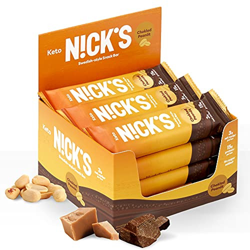 NCKS Keto Snack Bar- Chocolate Peanut- 3g Net Carbs- 15g Protein- No Added Sugar- 5g Collagen- Low Carb Protein Bar- Low Sugar Meal Replacement Bar- Keto Snacks- 12-Count