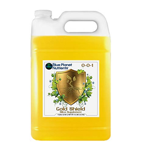 Gold Shield Plant Supplement Gallon (128 oz) SILICA Blue Planet Nutrients | Hydroponic Aeroponic Soil Coco Coir | Strengthen Plants & Resist Garden Pests | For Heavy Fruit & Flowers Gold Shield Plant Supplement Gallon (128 oz) SILICA Blue Planet Nutrients | Hydroponic Aeroponic Soil Coco Coir | Strengthen Plants & Resist Garden Pests | For Heavy Fruit & Flowers