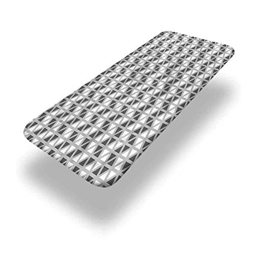 LCGGDB Grey Polyester Picnic Table Fitted Tablecloth Cover-Triangle Polygonal Pattern Elastic Edged Fitted Table Cloth-24in x 48in -4ft--for Camping- Dining- Outdoor- Park- Patio