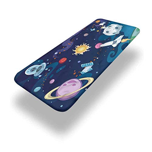 LCGGDB Outer Space Polyester Picnic Table Fitted Tablecloth Cover-Galaxy Space Mission Elastic Edged Fitted Table Cloth-24in x 48in -4ft--for Camping- Dining- Outdoor- Park- Patio