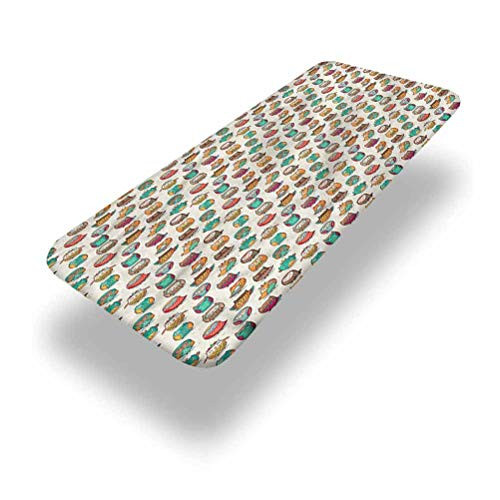 LCGGDB Owls Polyester Picnic Table Fitted Tablecloth Cover-Cheerful Cartoon Native Elastic Edged Picnic Table Covers-24in x 48in -4ft--for Picnic Table