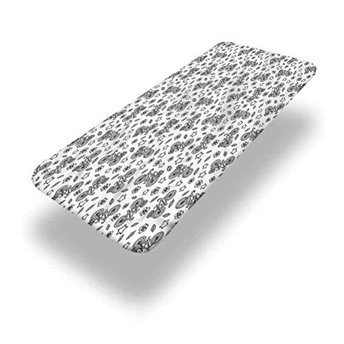 LCGGDB Bicycle Polyester Picnic Table Fitted Tablecloth Cover-Flowers Stars in Black Elastic Edged Picnic Table Covers-24in x 48in -4ft--for Picnic Table