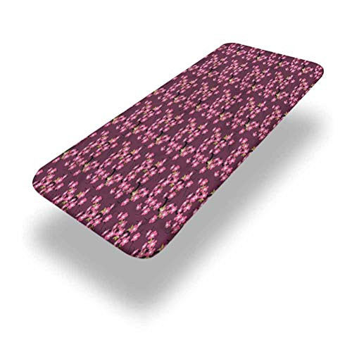 LCGGDB Cherry Blossom Polyester Picnic Table Fitted Tablecloth Cover-April in Elastic Edged Picnic Table Covers-24in x 48in -4ft--for Picnic Table