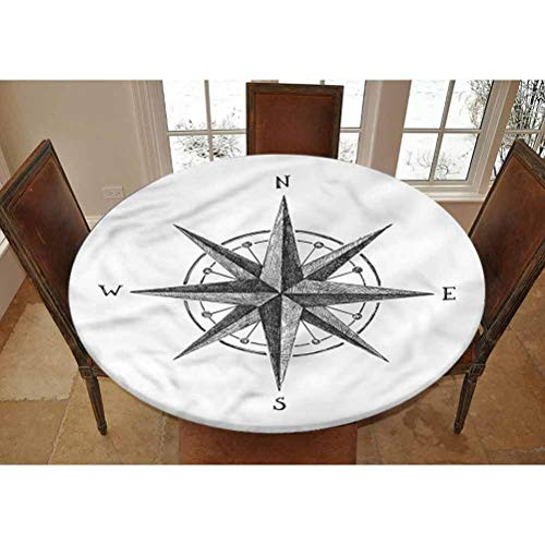 LCGGDB Compass Elastic Edged Polyester Fitted Tablecolth -Seamanship Sail Symbol- XSmall Round Fitted Table Cover - Fits Tables up to 39" Diameter-The Ultimate Protection for Your Table