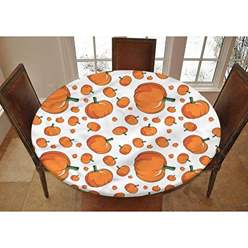 LCGGDB Harvest Elastic Edged Polyester Fitted Tablecolth -Halloween Plump Pumpkin- XSmall Round Fitted Table Cover - Fits Tables up to 39" Diameter-The Ultimate Protection for Your Table