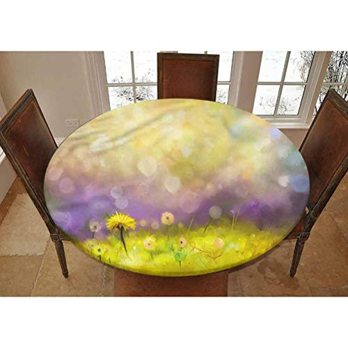LCGGDB Flower Elastic Edged Polyester Fitted Tablecolth -Yellow Dandelion Field- XSmall Round Fitted Table Cover - Fits Tables up to 39" Diameter-The Ultimate Protection for Your Table LCGGDB Flower Elastic Edged Polyester Fitted Tablecolth -Yellow Dandelion Field- XSmall Round Fitted Table Cover - Fits Tables up to 39" Diameter-The Ultimate Protection for Your Table