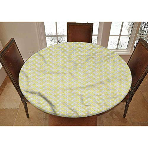 LCGGDB Grey and Yellow Elastic Edged Polyester Fitted Tablecolth -Triangles Bicolor- XSmall Round Fitted Table Cover - Fits Tables up to 39" Diameter-The Ultimate Protection for Your Table