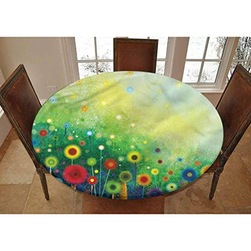 LCGGDB Flower Elastic Edged Polyester Fitted Tablecolth -Retro Dandelions- XSmall Round Fitted Table Cover - Fits Tables up to 39" Diameter-The Ultimate Protection for Your Table LCGGDB Flower Elastic Edged Polyester Fitted Tablecolth -Retro Dandelions- XSmall Round Fitted Table Cover - Fits Tables up to 39" Diameter-The Ultimate Protection for Your Table