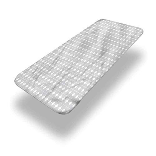 LCGGDB Grey Polyester Picnic Table Fitted Tablecloth Cover-Geometric Tile Pattern Chevron Elastic Edged Picnic Table Covers-24in x 48in -4ft--for Picnic Table