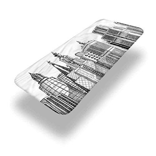 LCGGDB Cityscape Polyester Picnic Table Fitted Tablecloth Cover-Urban Architecture Art Elastic Edged Picnic Table Covers-24in x 48in -4ft--for Picnic Table