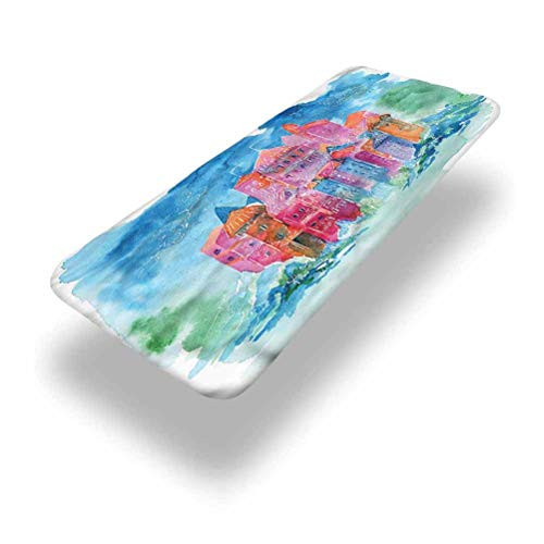 LCGGDB Fantasy Polyester Picnic Table Fitted Tablecloth Cover-Medieval Watercolor Castle Elastic Edged Picnic Table Covers-24in x 48in -4ft--for Camping- Dining- Outdoor- Park- Patio