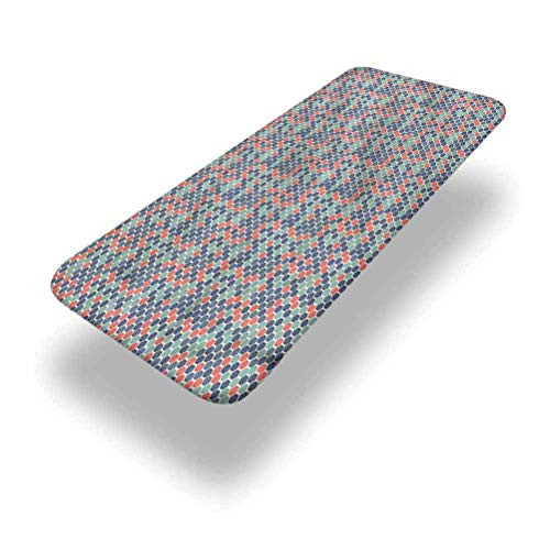 LCGGDB Geometric Polyester Picnic Table Fitted Tablecloth Cover-Vintage Comb Pattern Elastic Edged Picnic Table Covers-24in x 48in -4ft--for Picnic Table