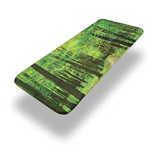 LCGGDB Landscape Polyester Picnic Table Fitted Tablecloth Cover-Pathway in The Forest Elastic Edged Fitted Table Cloth-24in x 48in -4ft--for Camping- Dining- Outdoor- Park- Patio