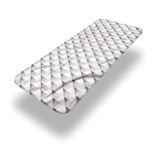 LCGGDB Grey and White Polyester Picnic Table Fitted Tablecloth Cover-Futuristic Triangles Elastic Edged Picnic Table Covers-24in x 48in -4ft--for Picnic Table