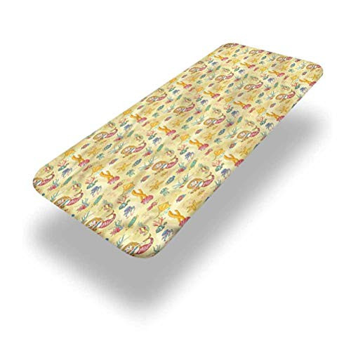 LCGGDB Mermaid Polyester Picnic Table Fitted Tablecloth Cover-Fantasy Aquatic Characters Elastic Edged Fitted Table Cloth-24in x 48in -4ft--for Camping- Dining- Outdoor- Park- Patio