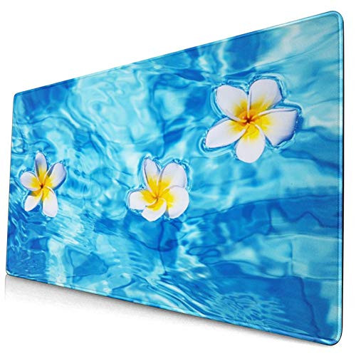 SUDISSKM Multifunctional Non-Slip Office Desk Pad?Gaming Mouse pad- Tropical Frangipani Flower Floating in Water Pool Summertime Ecofriendly-Writing Mat for Office/Home40x75cm