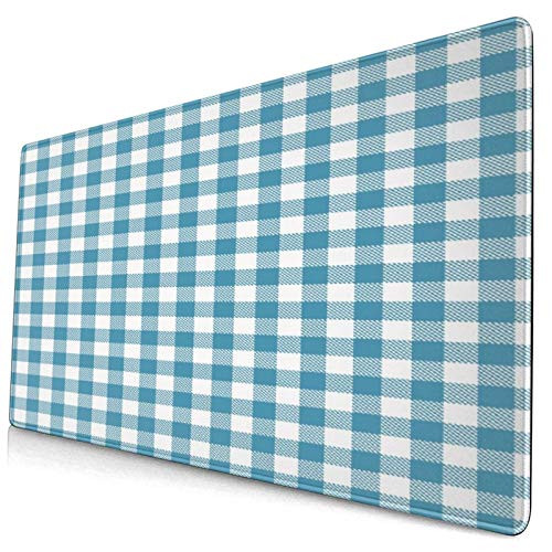 SUDISSKM Multifunctional Non-Slip Office Desk Pad?Gaming Mouse pad- Blue Seamless Gingham and Buffalo Check Plaid Pattern-Writing Mat for Office/Home40x75cm