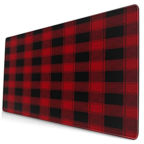 SUDISSKM Multifunctional Non-Slip Office Desk Pad?Gaming Mouse pad- Christmas Cabin Buffalo Check Red-Writing Mat for Office/Home40x75cm
