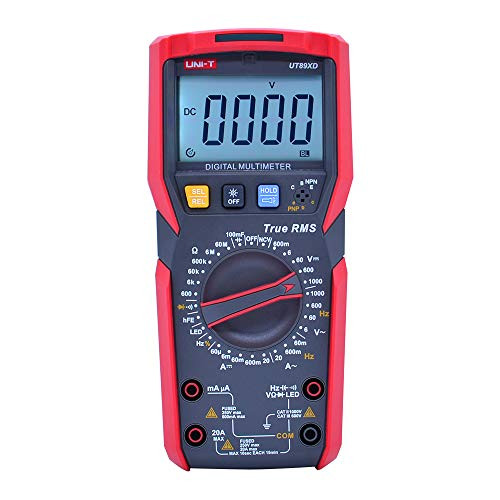 UNI-T UT89XD True RMS digital multimeter tester ac dc Voltmeter Ammeter 1000V 20A 100mF Capacitance Frequency Resistance tester with LED testing backlight and flashlight