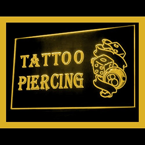 100069 Tattoo Piercing Dice 8 Pool Ball Design Display LED Light Sign