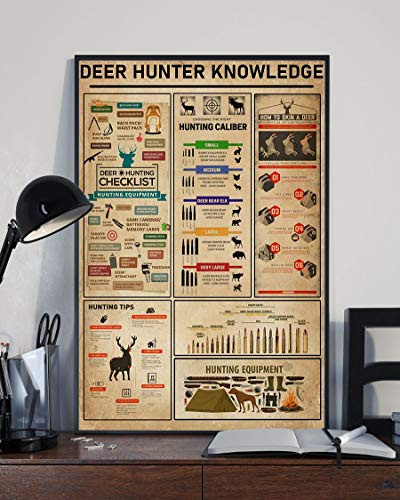 HolyShirts Deer Hunter Knowledge Deer Hunting Checklist Hunting Equipment Poster -24" x 36"-