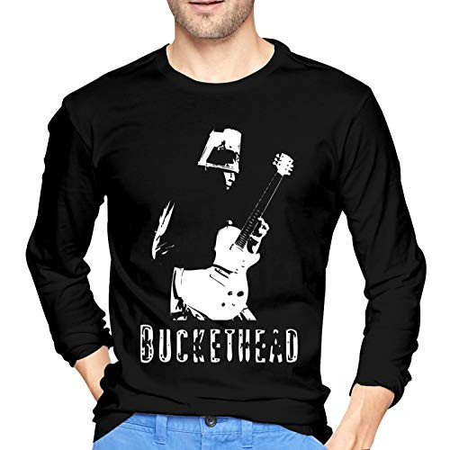 Buckethead Long Sleeve T Shirt Men Classic Cotton Round Neck Tshirts Custom Tops Black