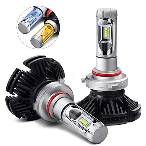 VehiCode 9005 (H10/HB3) LED Headlight Bulb Conversion Kit (9145/9140 Fog Light/DRL) - Yellow White Blue Color Changing (3000K/6000K/8000K) - 8 x Philips Zes LED - High-N-low Beam Fanless Replacement