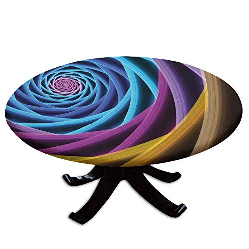 Elastic Edged Polyester Fitted Table Cover-Modern Unusual Digital Electronic Technology Forms Science Fiction Stylized Illustration-Fits up 40"-44" Diameter Tables-The Ultimate Protection for Your Tab