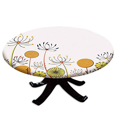 Elastic Edged Polyester Fitted Table Cover-Umbelifers Flower Garden Summer Spring Season Themed Cute Petals Illustration-Fits up 40"-44" Diameter Tables-The Ultimate Protection for Your Table-Marigold Elastic Edged Polyester Fitted Table Cover-Umbelifers Flower Garden Summer Spring Season Themed Cute Petals Illustration-Fits up 40"-44" Diameter Tables-The Ultimate Protection for Your Table-Marigold