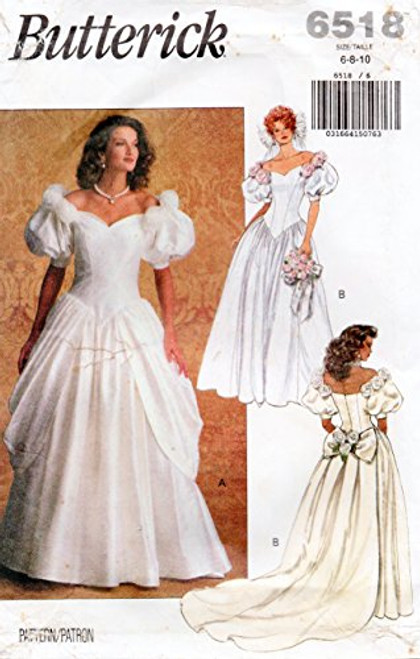 Butterick 6518 Vintage Wedding Gown and Brides Maids Dress Sewing Pattern- Detachable Train Check listings for Size