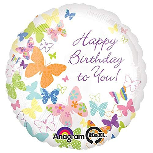 Anagram Birthday Butterflies Foil Balloon- 18"- Multicolored