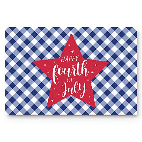 Doormats Entrance Rugs Red Star Independence Day Entryway Door Mats Blue Plaid Check Buffalo Floor Mats Apartment Office Front Door 20 x 31.5 inches Doormats Entrance Rugs Red Star Independence Day Entryway Door Mats Blue Plaid Check Buffalo Floor Mats Apartment Office Front Door 20 x 31.5 inches