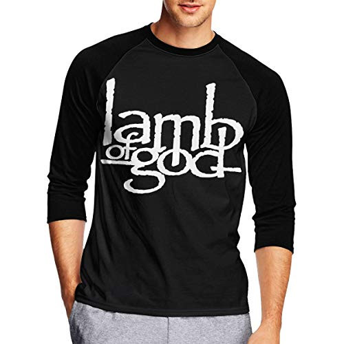Lamb of God Logo T Shirt Mens 3/4 Sleeve Round Neck Classic Printed Tshirts Black