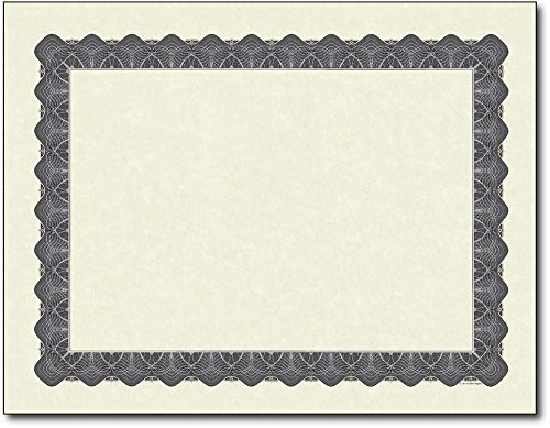 Metallic Border Parchment Certificate Paper - 250 Certificates - 8 1/2" x 11" - Premium Printable Blank Certificates (Silver)