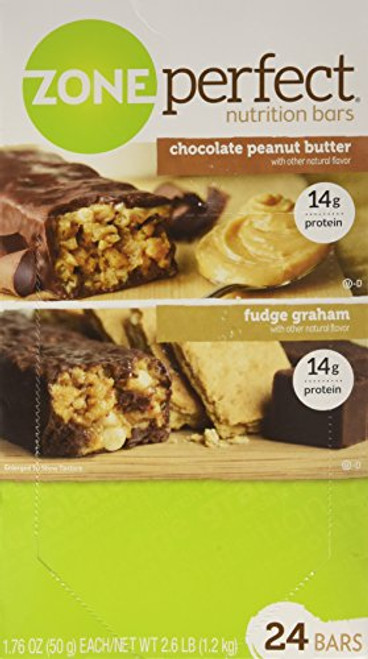 ZonePerfect Nutrition Bars, Fudge Graham/Chocolate Peanut Butter Combo. 1.76 OZ, 24 Bars ZonePerfect Nutrition Bars, Fudge Graham/Chocolate Peanut Butter Combo. 1.76 OZ, 24 Bars