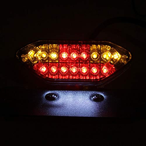LED Motorcycle TailLight Intergrated Brake Turn Signal Light Assy-Chrome License Plate Bracket Smoke Lens MotorToGo Taillight For 1981 Honda Goldwing 1100 GL1100