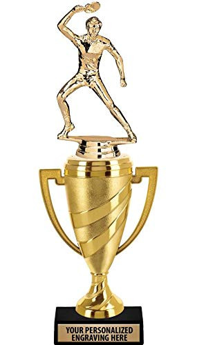 Crown Awards Table Tennis Trophy- 14" Gold Cup Ping Pong Trophies with Free Personalization- 1 Pack