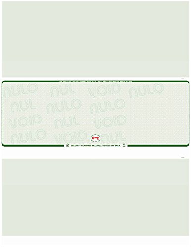 250 Blank Computer Check Stock - Check in Middle - Scalop Green