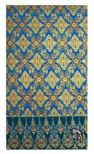 Blue  and  Gold Thai Fabric Waitstaff Organizer Guest Check Presenter- Check Holder for Restaurant- Guest Check Book Holder- Restaurant Server Book- Waitstaff Organizer Book -With Plastic Covers-