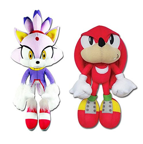 GE Animation Set of 2 Sonic The Hedgehog Blaze The Cat & Knuckles Stuffed Plush GE Animation Set of 2 Sonic The Hedgehog Blaze The Cat & Knuckles Stuffed Plush