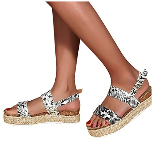 Platform Espadrille Sandals for Women Casual Summer Open Toe Slingback Sandals Outdoor Comfort Buckle Closed Platform Shoes