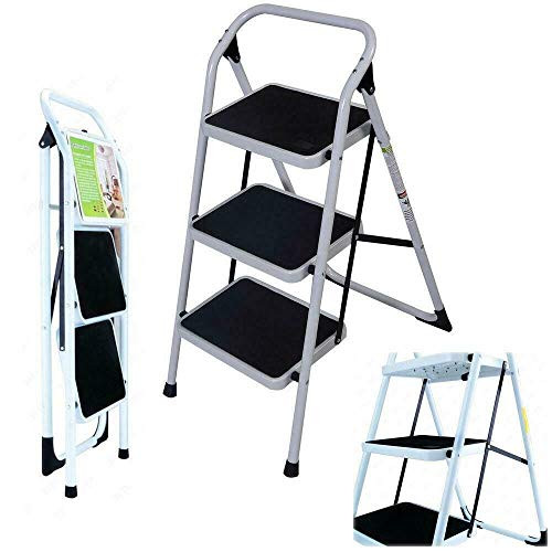 Non-Slip 3 Step Ladder Folding Platform Stool Stepladder 330 lbs Load Capacity Non-Slip 3 Step Ladder Folding Platform Stool Stepladder 330 lbs Load Capacity