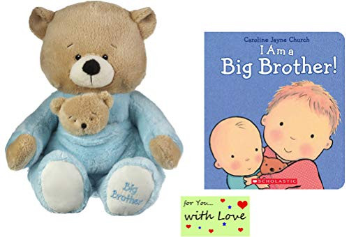 Big Brother Gift Set Little Boys, Toddlers, Big Brother Bear Removable Rattle I am a Big Brother Book Caroline Church