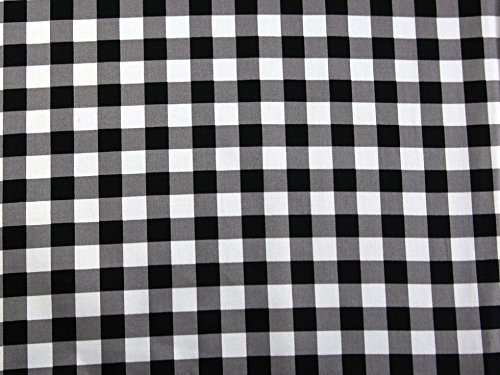 Minerva Crafts Gingham Check Print Jardin Stretch Cotton Sateen Dress Fabric Black  and  White - per metre