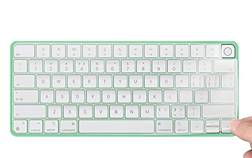 Keyboard Cover Skin for 2021 Apple iMac 24 inch Magic Keyboard with Touch ID- iMac 24 inch 2021 Accessories- Ultra Thin TPU Apple iMac 24 inch A2449 Waterproof Keyboard Protector-Clear/Transparent